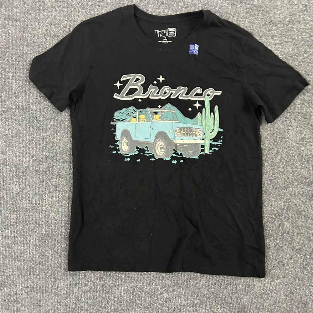 Time and Tru T-Shirt Womens Size S Black Ford Bronco Graphic Short Sleeve Cotton